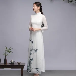 Traditional Vietnam Ao dai Women Spring Long dress