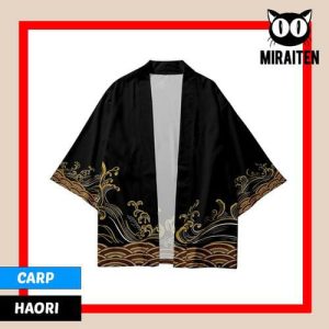 HAORI YUKATA CARDIGAN KIMONO BLACK CARP UNISEX BAHAN POLYESTER